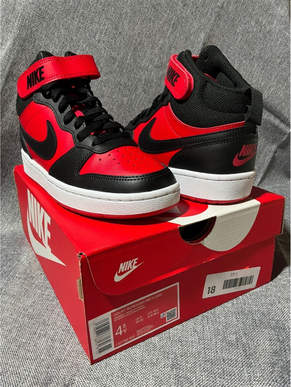 Nike Court Borough Mid 2 Men's Sneakers - Red and Black, Size 4.5
